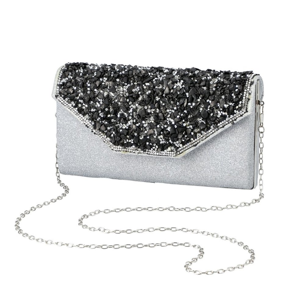 Shungite, Silver Gilded Fabric Clutch Bag